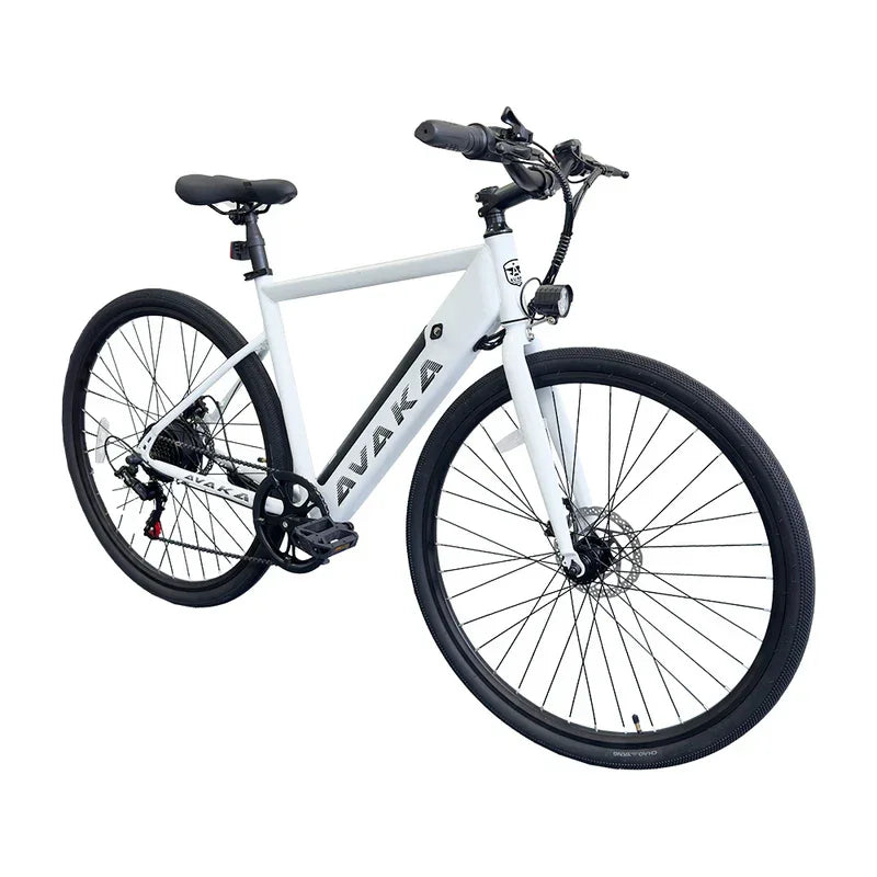 White bicycle with black details on a white background