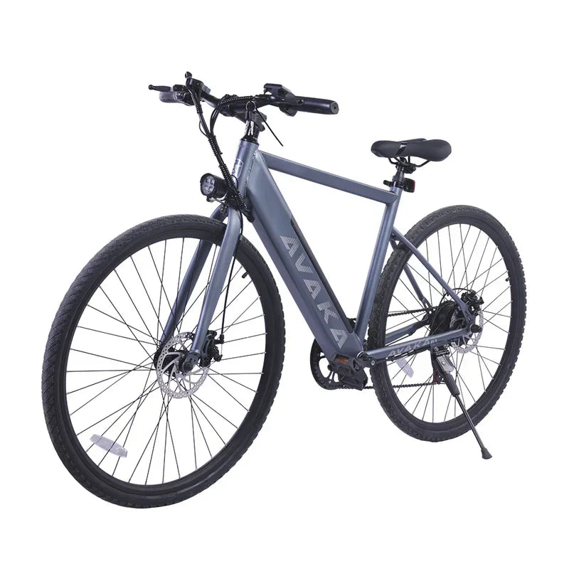 Gray electric bicycle with 'AVAVA' branding on a white background