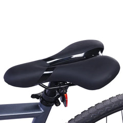 Black bicycle seat with a white background