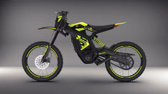 Black and yellow electric bike on a gray background