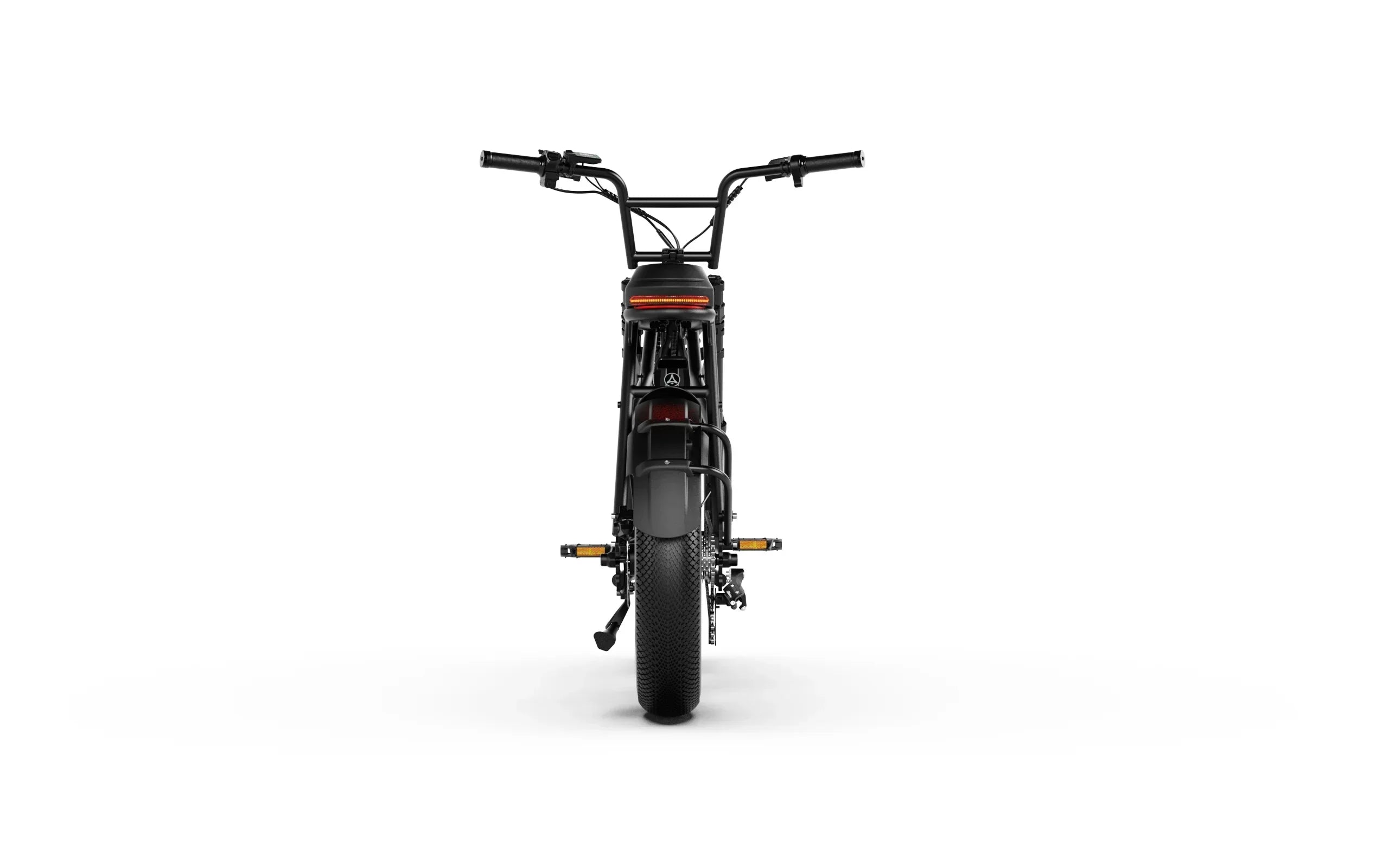 Back View of Balck A-Spadz Cavet Air Electric Bike on a white background