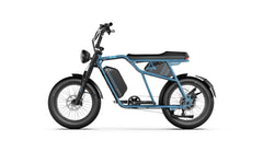 Blue A-Spadz Cavet Air Electric Bicycle on a white background