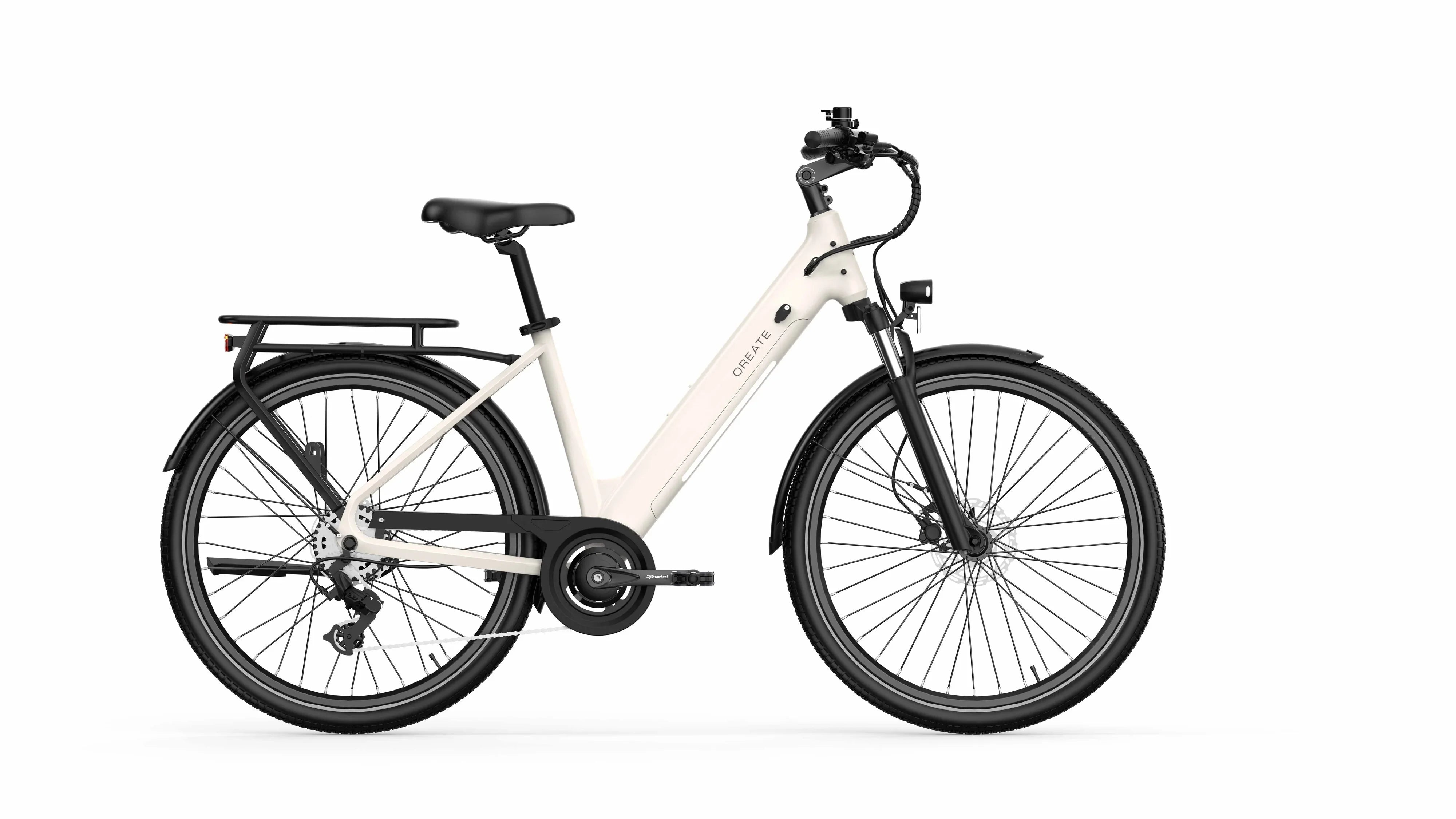 Gravel Grey A-Spadz Qreate City Air Electric bicycle on a white background