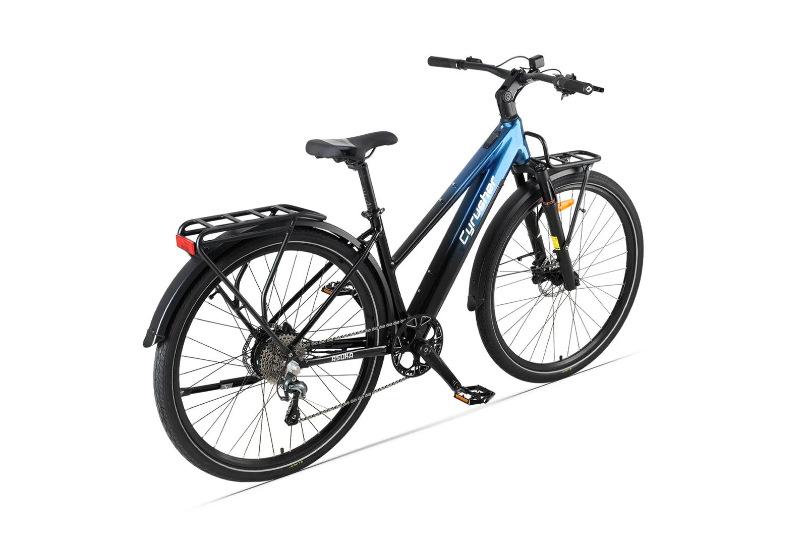 Cyrusher Asuka Trekking Electric Bike with black frame and blue accents on a white background