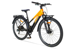 Black and orange Cyrusher Asuka Trekking Electric bicycle on a white background