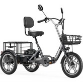 Cysum T1 Pro Electric Tricycle with a basket and seat on a white background