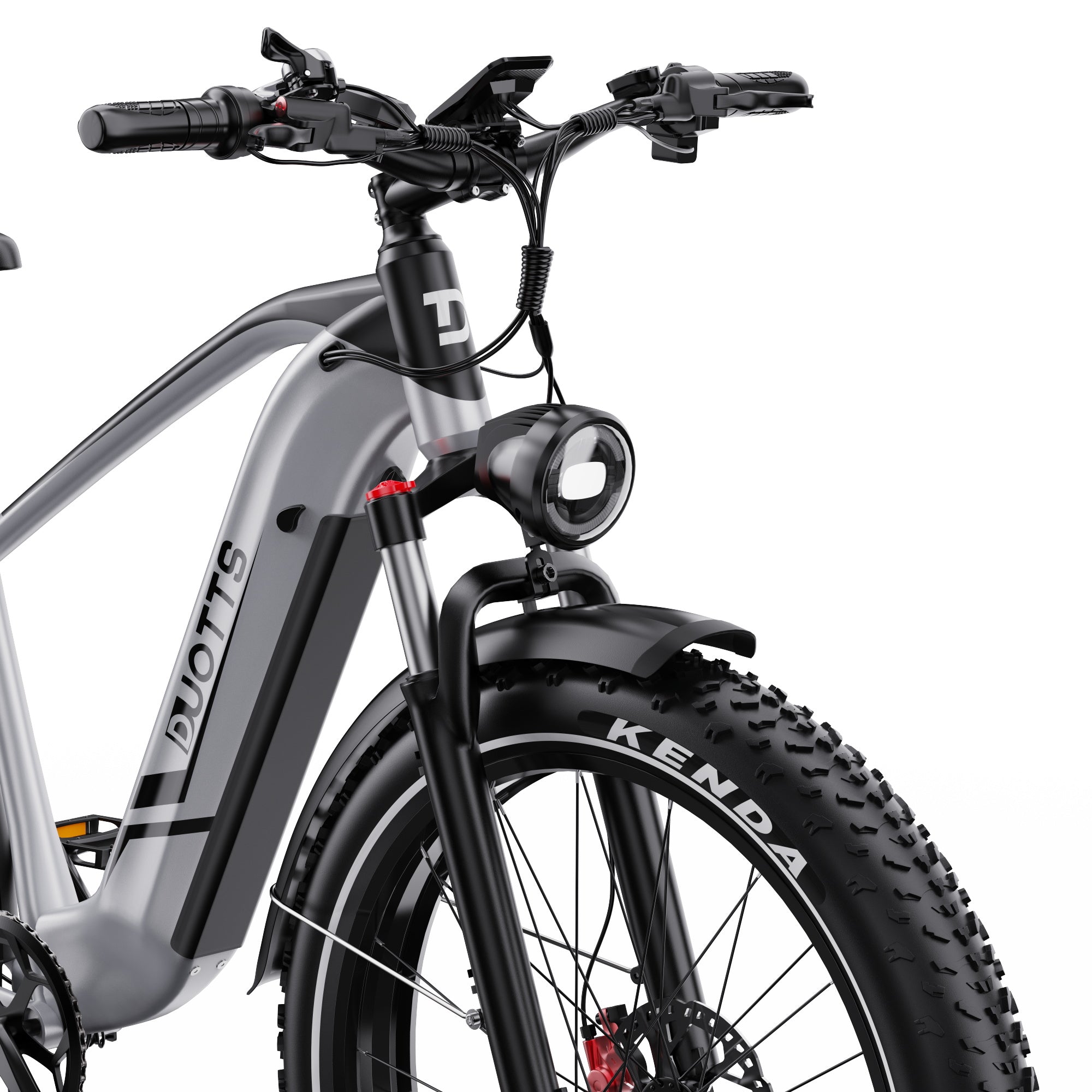 DUOTTS F26 Lite Electric Motorcycle with Kenda tires on a white background