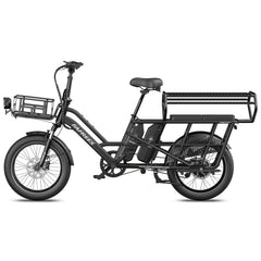 Fafrees FF20 CUV Modular longtail Cargo Bike in black with baskets on a white background - Pogo Cycles, Ireland
