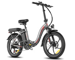 Gray Fafrees F20 Plus Folding Electric Bike with black seat on a white background