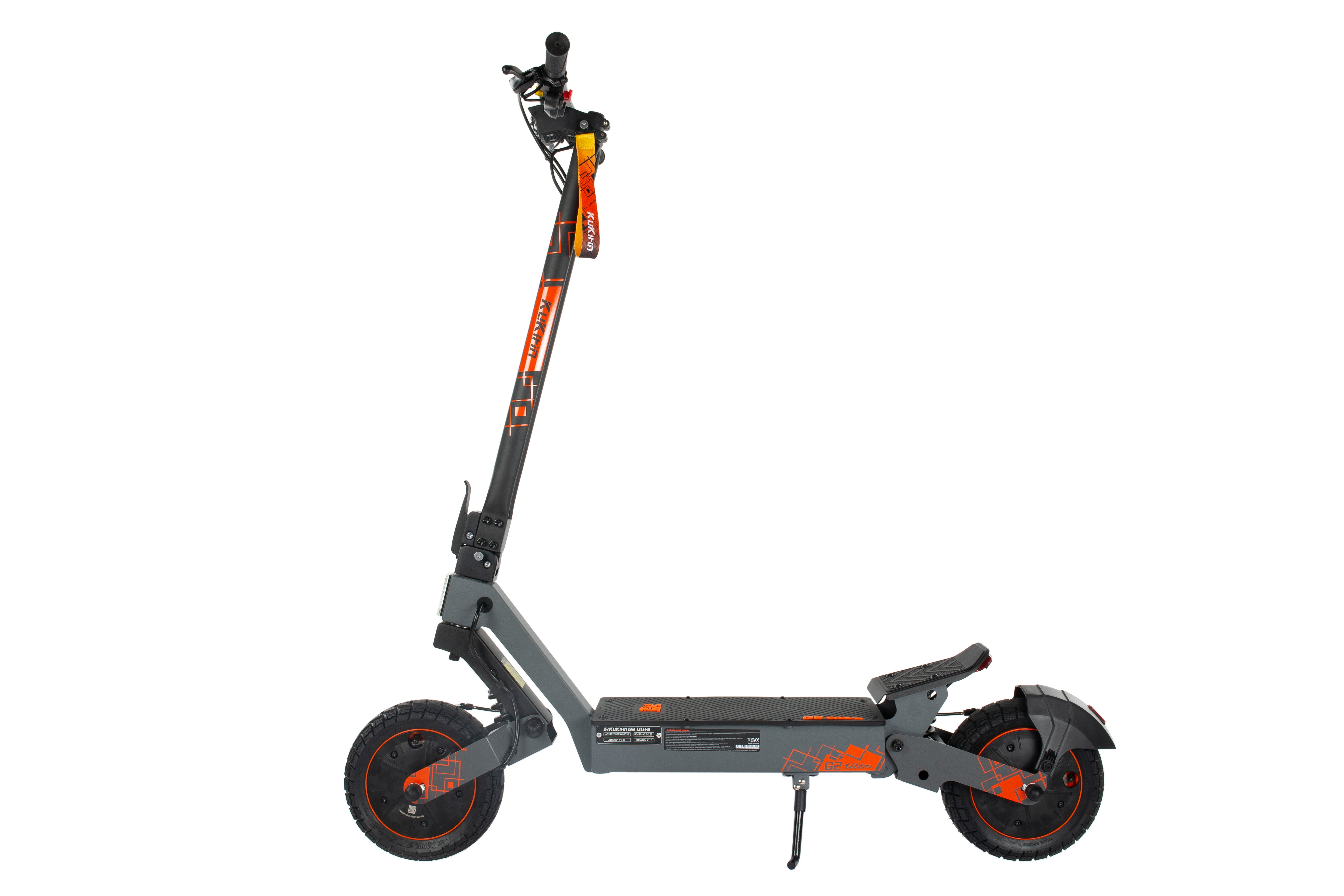 Gray KuKirin G2 Ultra Electric Scooter with an orange handle on a white background