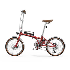 Onesport OT02 Pro Electric Bike - Red with a brown seat on a white background