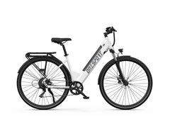 White ONESPORT OT12 Urban Electric Bike with black accents on a white background