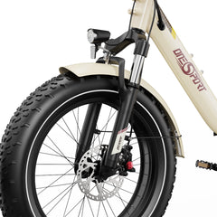 Close-up of a Onesport OT16 MAX Folding Electric bicycle wheel with a white background