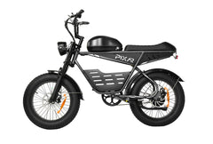 Black Pixar Super V electric bike with 'PIXAR' branding on a white background