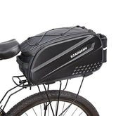 Multifunctional Expandable Bike Rear Rack Bag Hard Shell Carbon Fiber Look Cycling Pannier Bag with Insulated Water Bottle Pocke