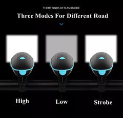 Sort cykellygte USB LED vandtæt med horn mountainbike mørk nat udendørs ridning forlygte