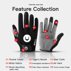 1 Pair Of All-finger Gloves Breathable Shock-proof Touch-screen Bike Gloves Spring And Summer Mountain Bike Road Riding Gloves