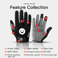 1 Pair Of All-finger Gloves Breathable Shock-proof Touch-screen Bike Gloves Spring And Summer Mountain Bike Road Riding Gloves