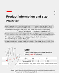 1 Pair Of All-finger Gloves Breathable Shock-proof Touch-screen Bike Gloves Spring And Summer Mountain Bike Road Riding Gloves