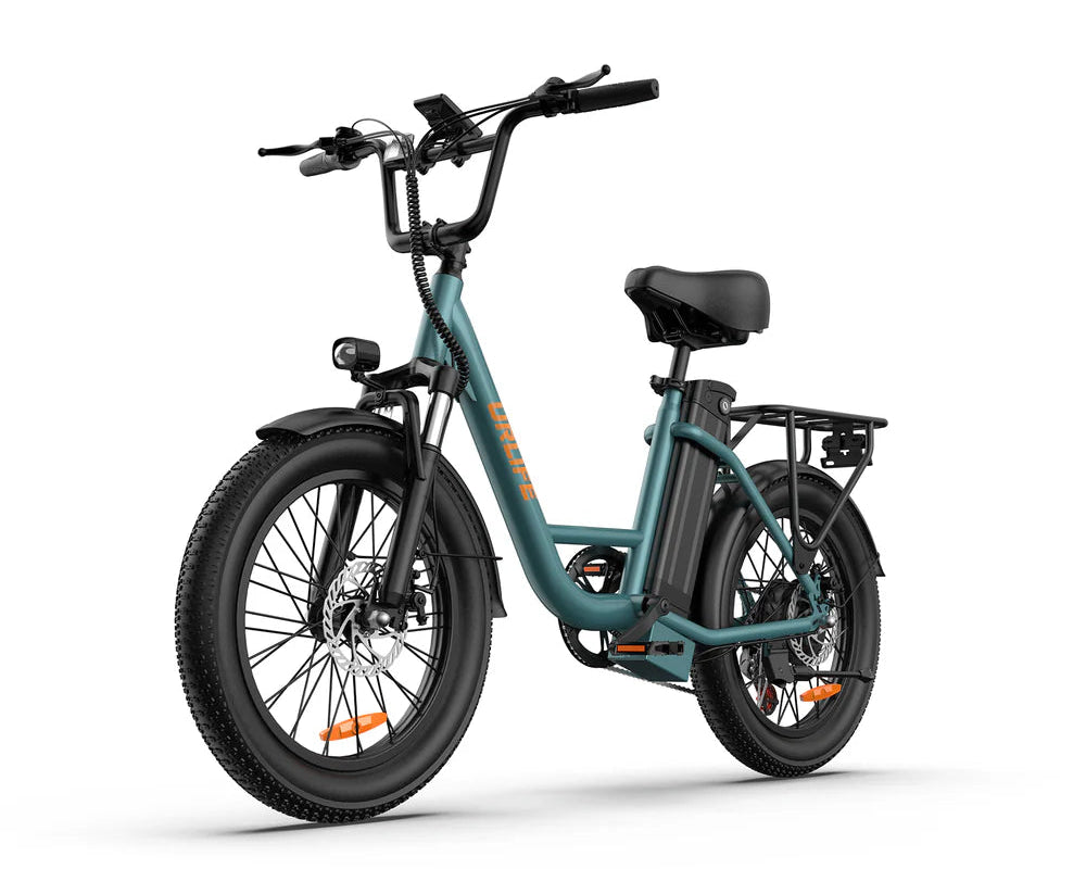 URLIFE E20 Step-Thru Electric Bike Green on a white background