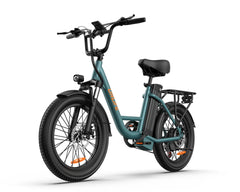 URLIFE E20 Step-Thru Electric Bike Green on a white background