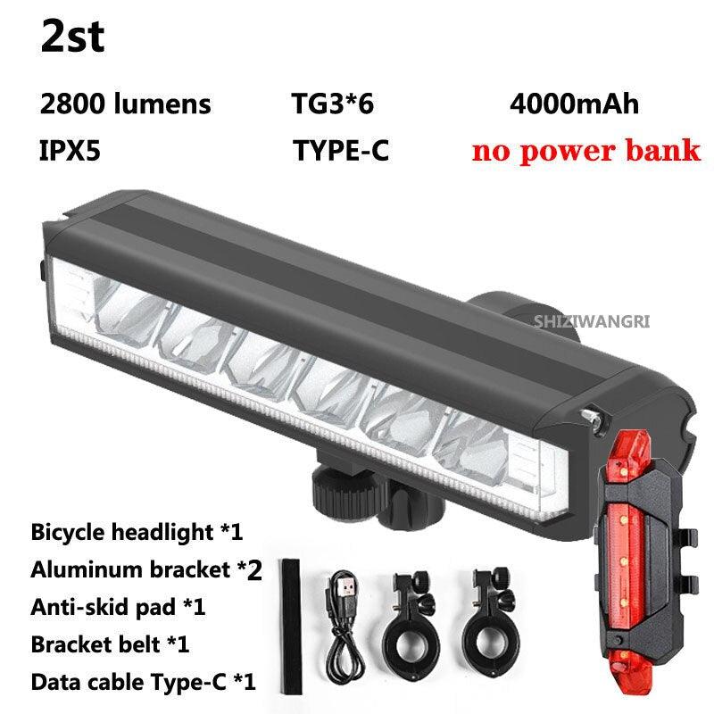 8000mAh 5 LED 5*P90 Bike Light Waterproof USB Rechargeable LED Bicycle Light 5200 Lumens Flashlight and Headlamp As Power Bank - Pogo Cycles