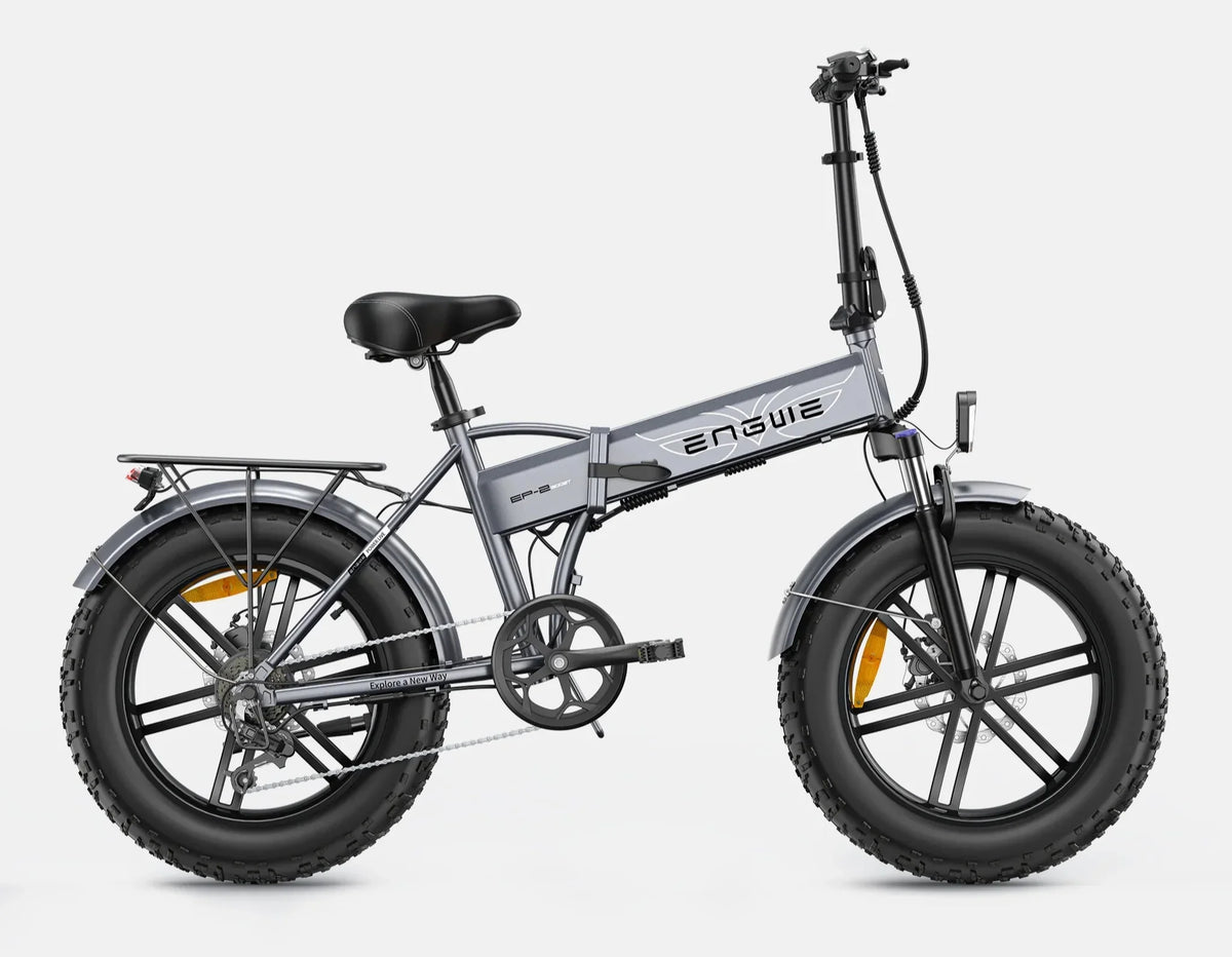 Gray Engwe EP-2 Boost Electric Bike with large wheels on a white background