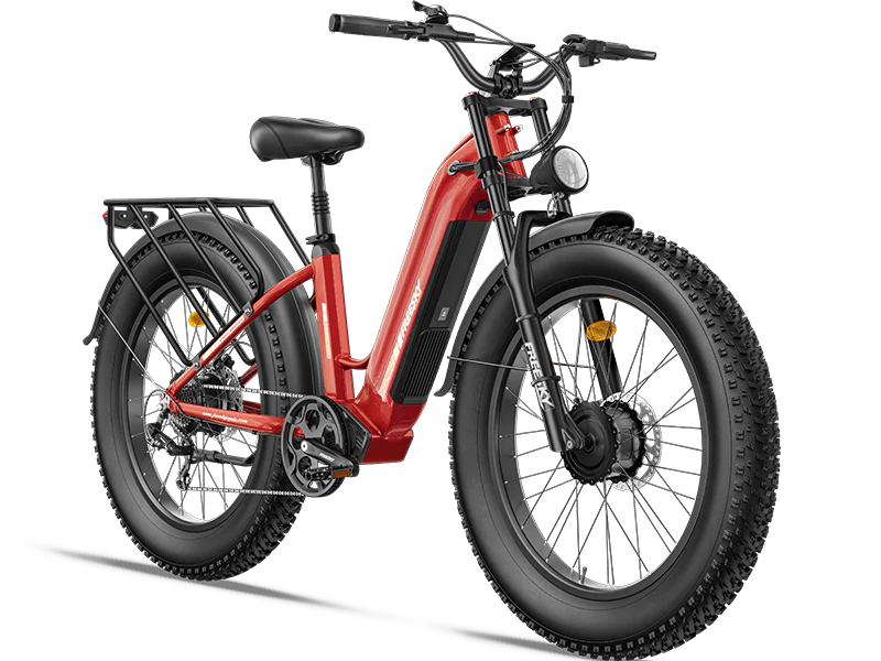 Freesky Ranger M-540 Dual-Motor Step-Thru Ebike - red - right view 