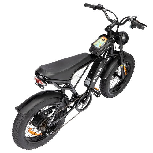 Black Ridstar Q20 Mini Electric Bike with visible branding on a white background - Pogo Cycles, Ireland