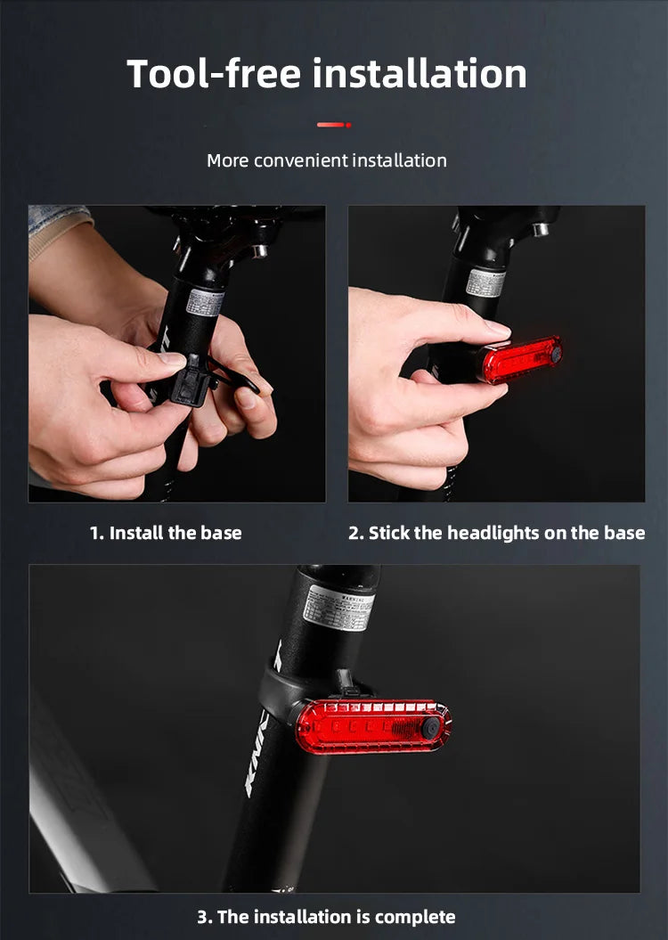 Rear Bike Tail Light USB Rechargeable Ultra Bright Taillights Fit On Bicycle Easy to Install for Cycling Safety Bicycle Light