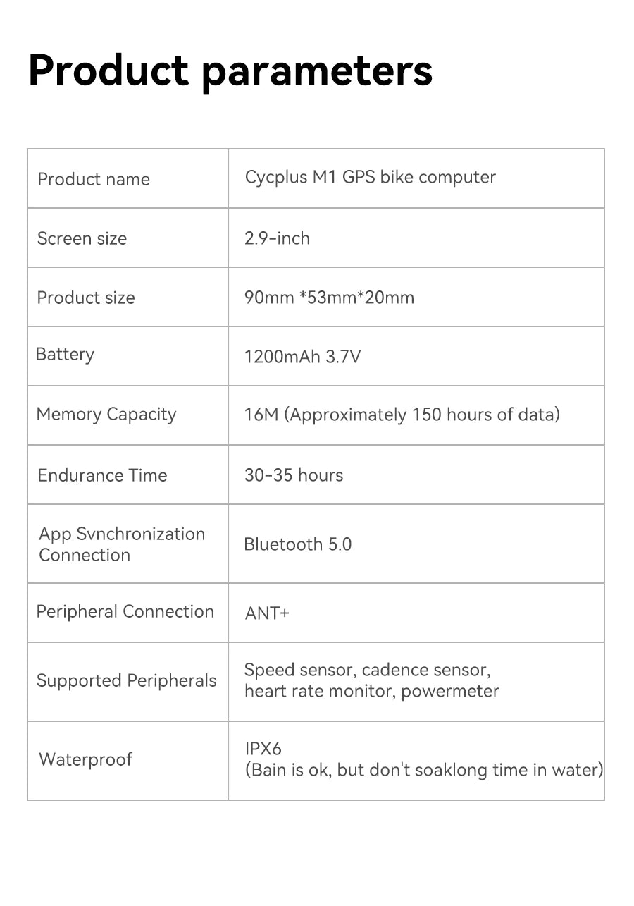 CYCPLUS M1 GPS Bicycle Computer Cycling Speedometer - Pogo Cycles