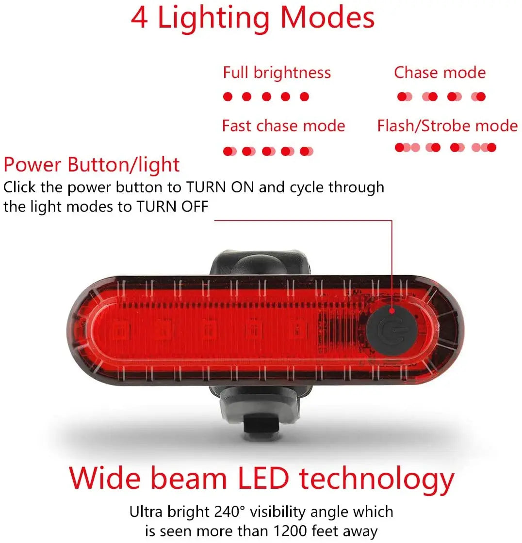 Rear Bike Tail Light USB Rechargeable Ultra Bright Taillights Fit On Bicycle Easy to Install for Cycling Safety Bicycle Light