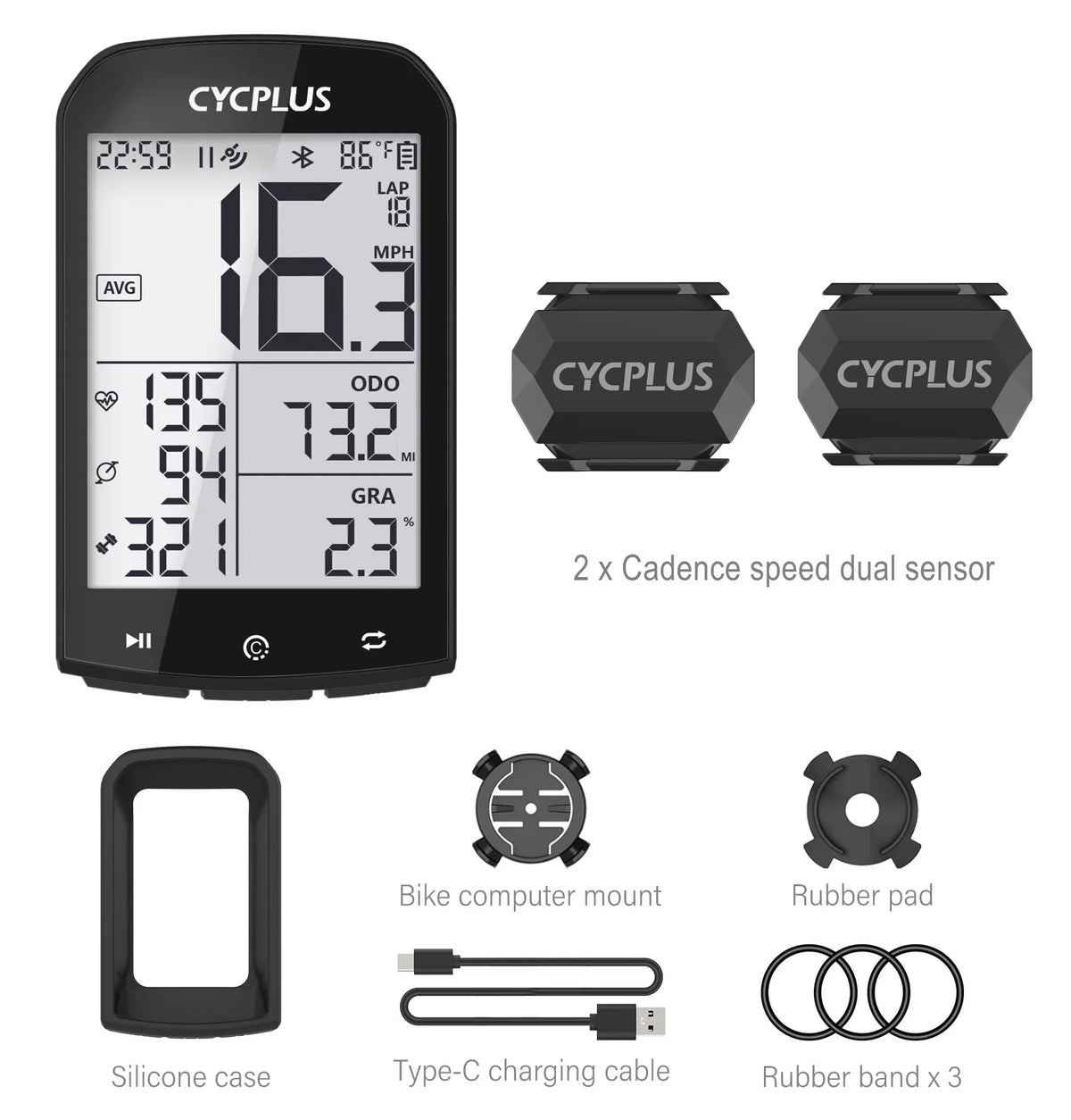 CYCPLUS M1 GPS Bicycle Computer Cycling Speedometer - Pogo Cycles