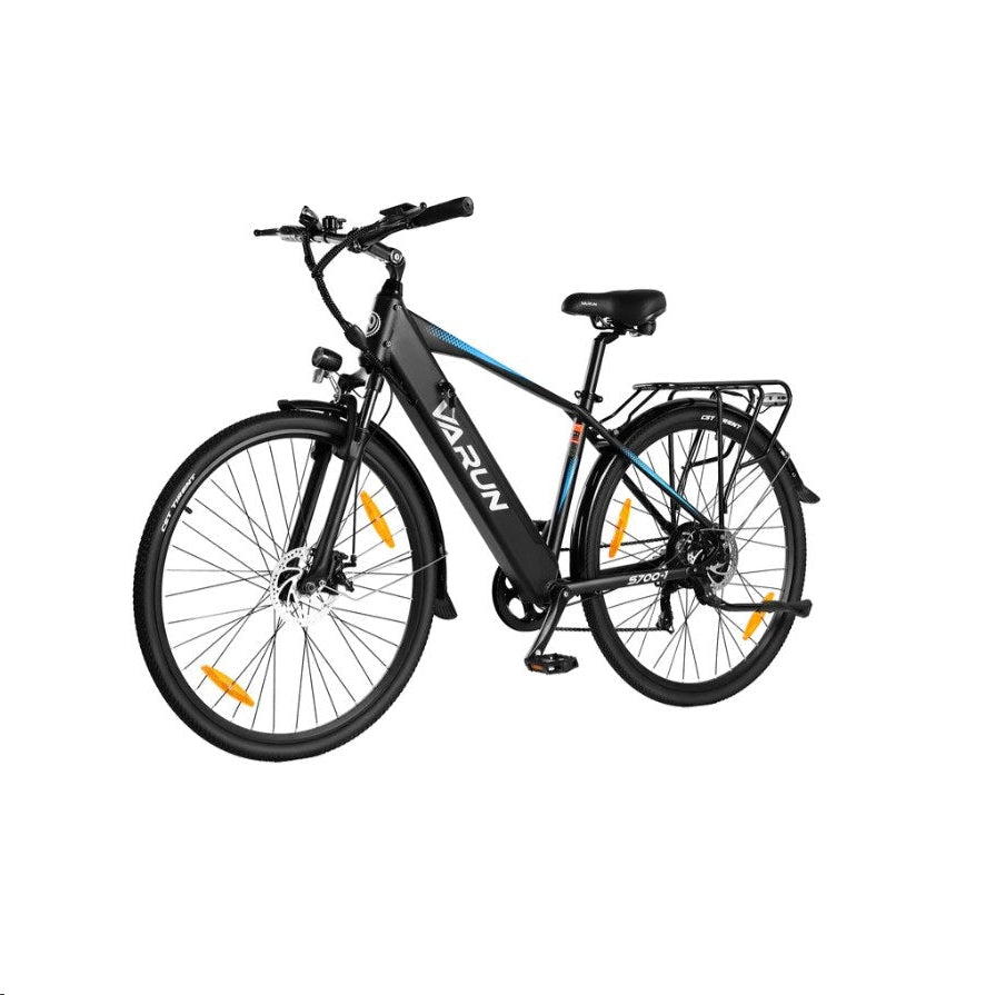 Electric bicycle with 'Varun' branding on a white background