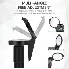 Multi-angle free adjustment WEST BIKING Bicycle Rear view Mirror with 360-degree capability on a white background