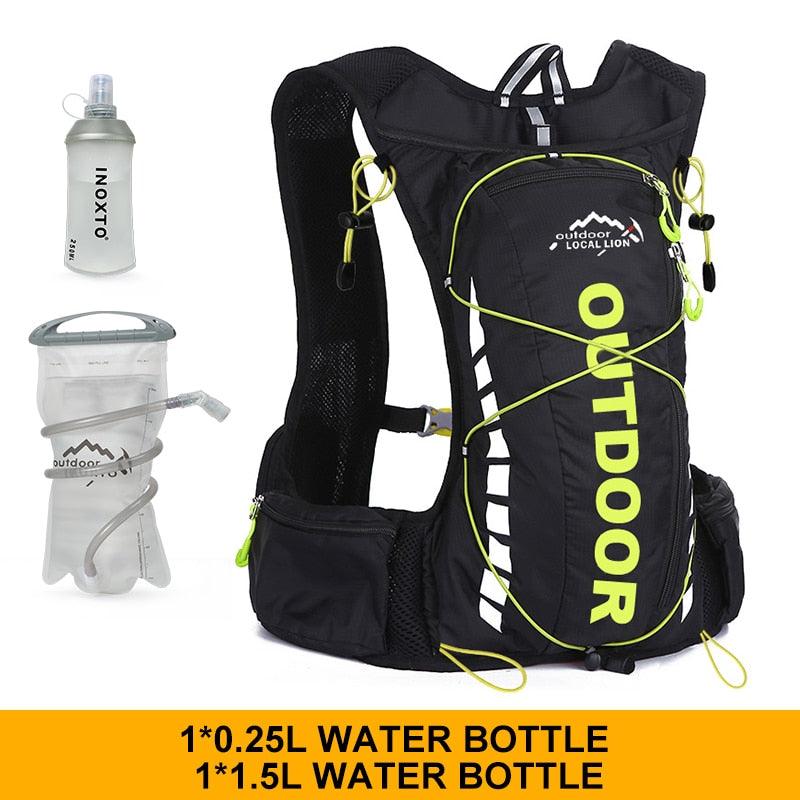 Cycling backpack for men and women, nylon bag, waterproof 8 liters, hiking and camping, 250ml water bottle with 1.5L water bag - Pogo Cycles