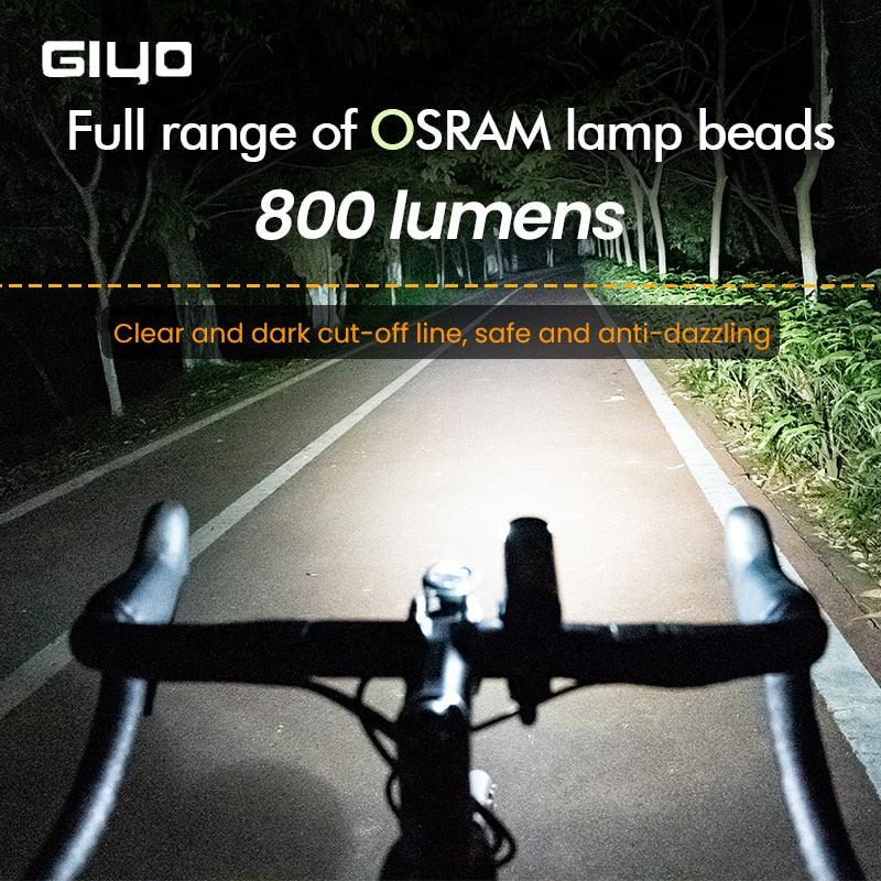 Giyo 400-1500LM Bicycle Front Lighting German Standard Headlamp Rotatable Lens USB Charge IP66 Waterproof Anti-Glare Bike Light - Pogo Cycles