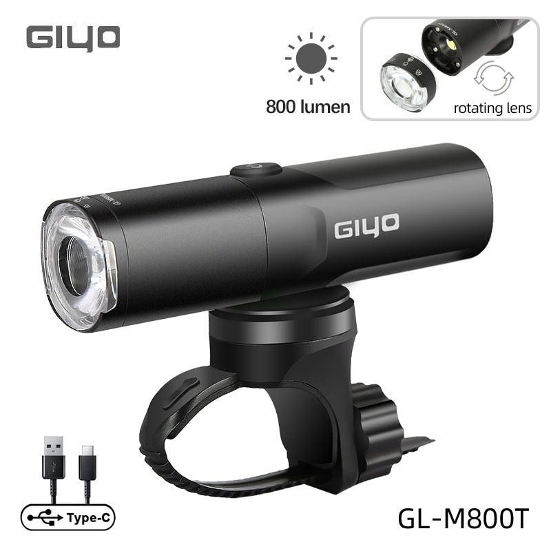 Giyo 400-1500LM Bicycle Front Lighting German Standard Headlamp Rotatable Lens USB Charge IP66 Waterproof Anti-Glare Bike Light - Pogo Cycles