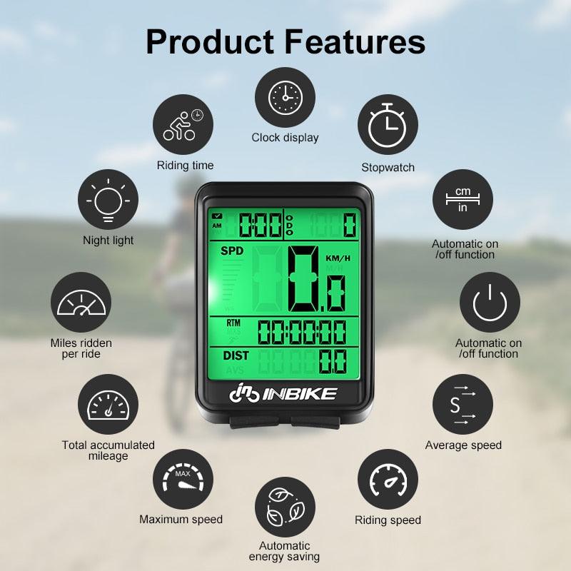 INBIKE Rainproof MTB Bike Computer Bicycle Speedometer Wireless Wired Odometer Cycling Watch LED Screen Measurable Watch IC321 - Pogo Cycles