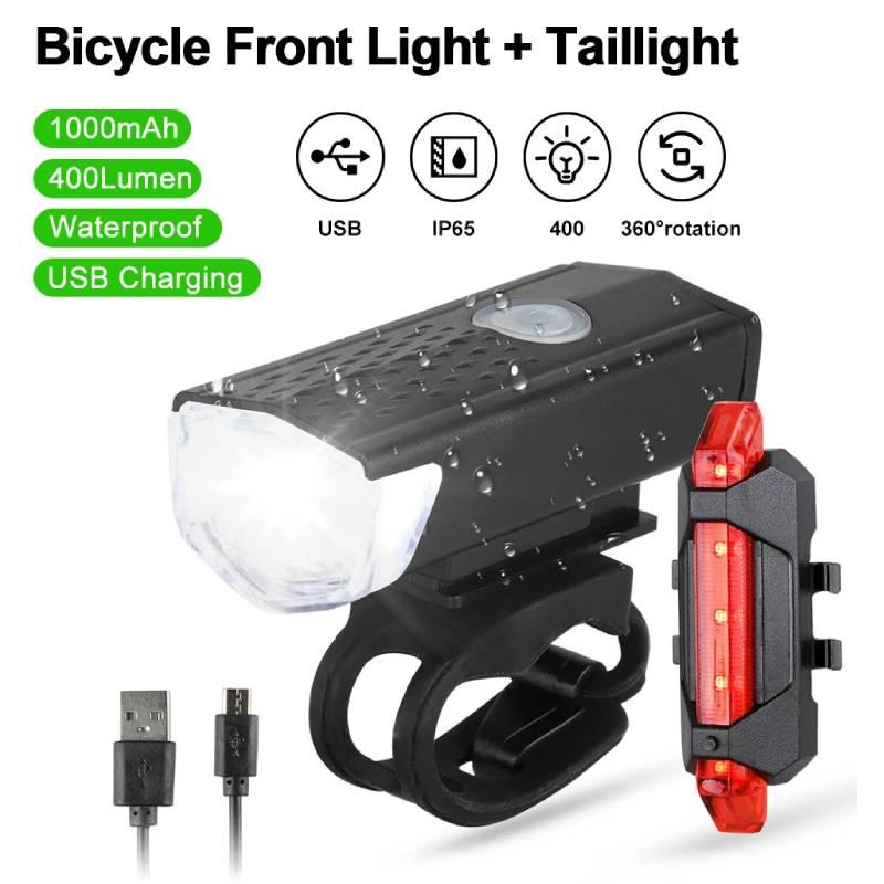 MTB Mountain Bicycle Lamp Bicycle Light Front Rear Taillight USB Rechargeable Waterproof MTB Bike Headlight Cycling Flashlight - Pogo Cycles