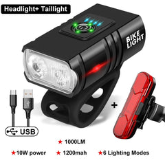 NEW LED Bicycle Light 1000LM USB Rechargeable Power Display MTB Mountain Road Bike Front Lamp Flashlight Cycling Equipment - Pogo Cycles