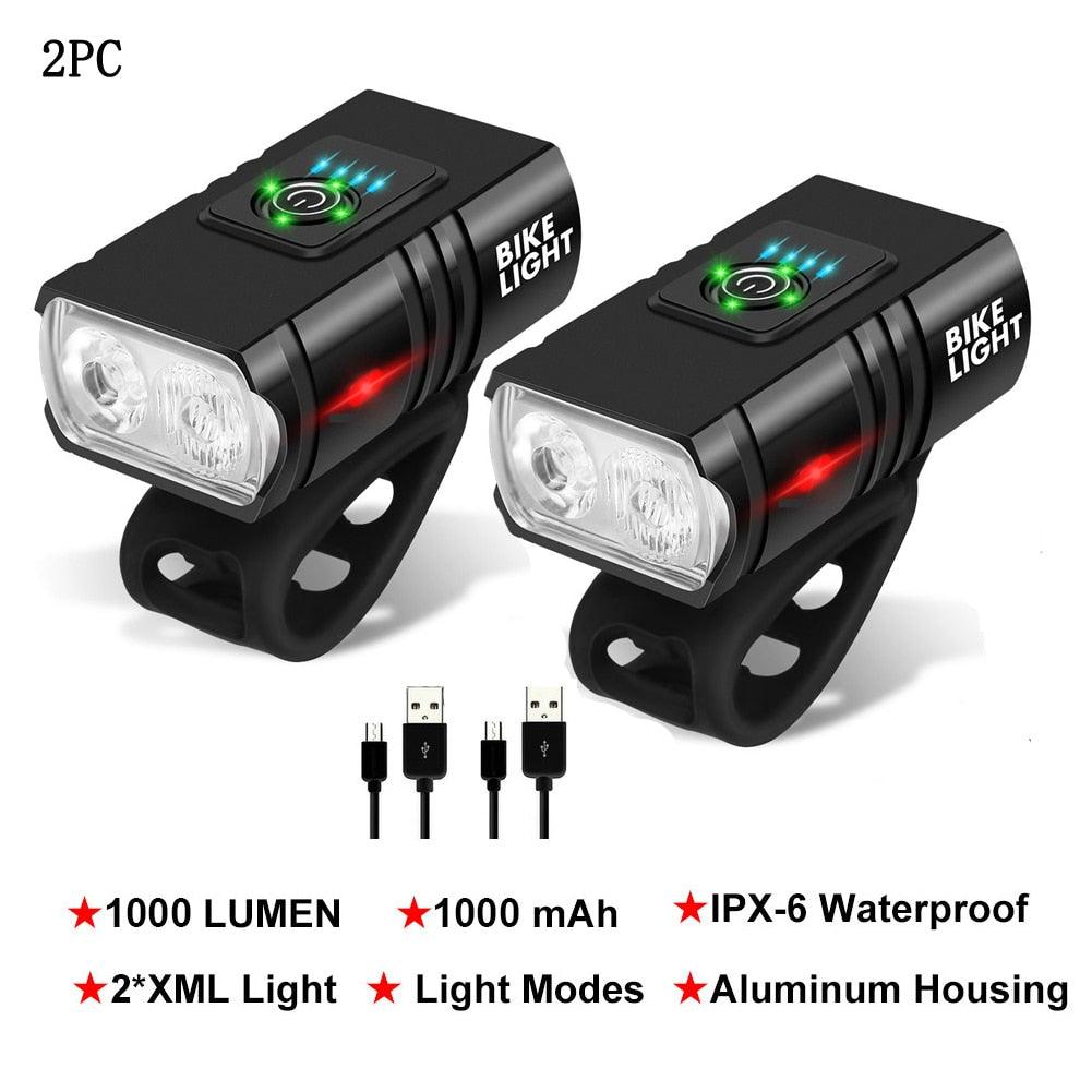 NEW LED Bicycle Light 1000LM USB Rechargeable Power Display MTB Mountain Road Bike Front Lamp Flashlight Cycling Equipment - Pogo Cycles