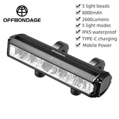 OFFBONDAGE Bicycle Light Front 900Lumen Bike Light 2000mAh Waterproof Flashlight USB Charging MTB Road Cycling Lamp - Pogo Cycles