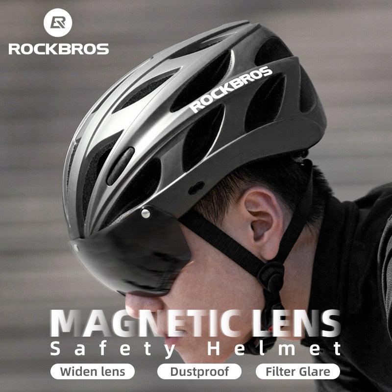 ROCKBROS Bicycle Helmet Men EPS Integrally-molded Breathable Cycling Helmet Men Women Goggles Lens Aero MTB Road Bike Helmet - Pogo Cycles