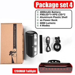 TRLIFE Bicycle Light Front 10000LM Bike Light Waterproof 8000mah 5*P90 Flashlight USB Charging MTB Road Cycling Lamp Accessories - Pogo Cycles