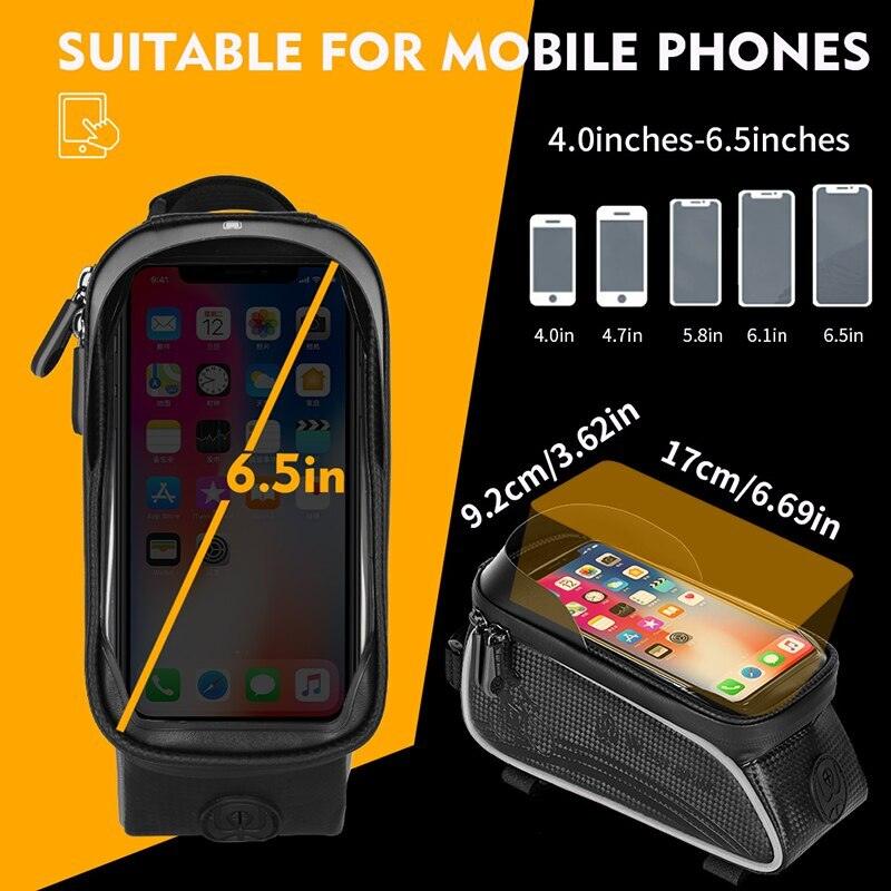 WEST BIKING Bicycle Bag Cycling Top Front Tube Frame Bag Waterproof 6.5 Inches Phone Case Storage Touch Screen MTB Road Bike Bag - Pogo Cycles