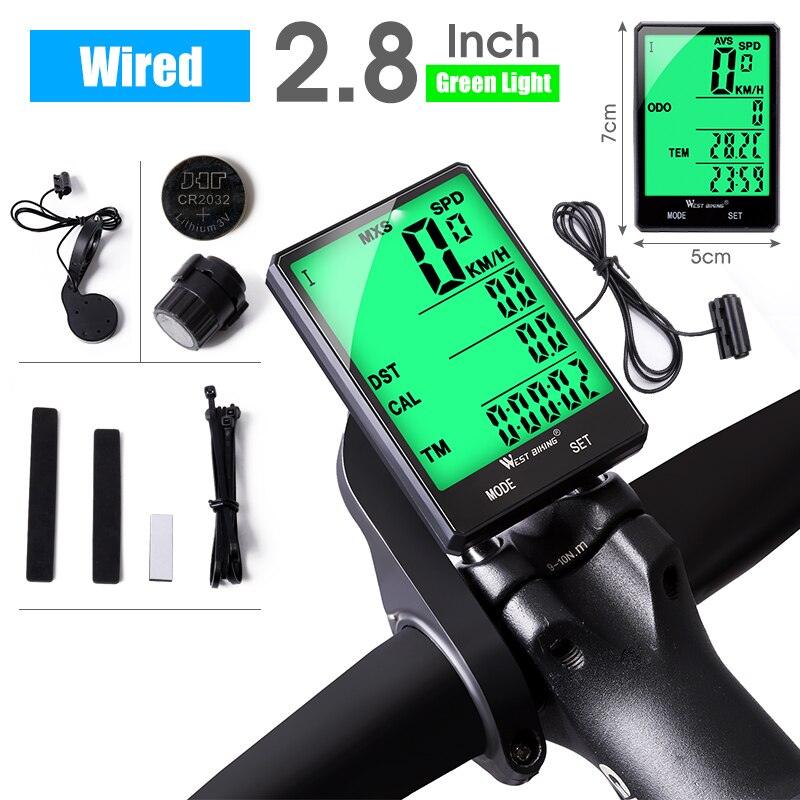 WEST BIKING Bike Computer Multifunction LED Digital Rate MTB Bicycle Speedometer Wireless Cycling Odometer Computer Stopwatch - Pogo Cycles