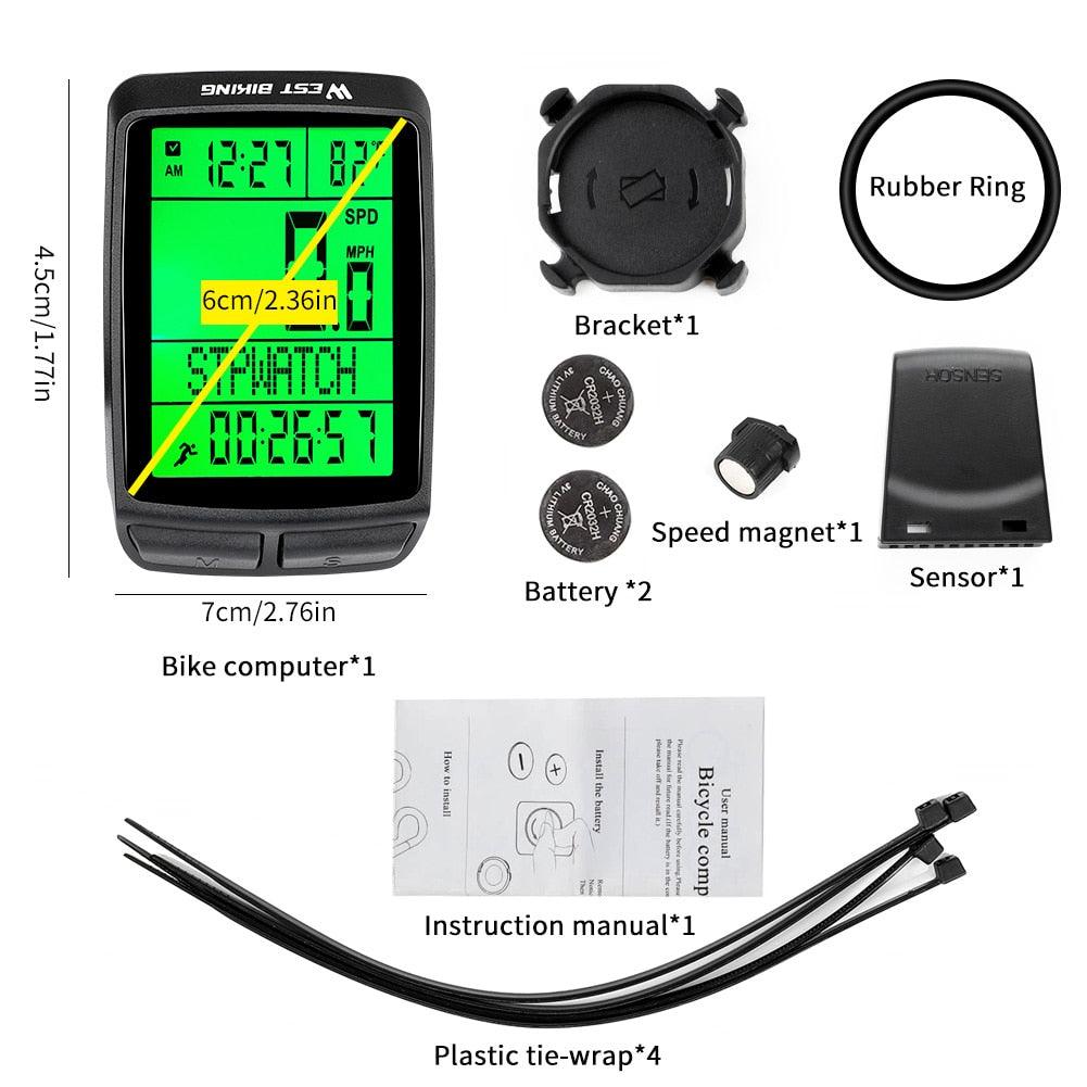 WEST BIKING Bike Computer Multifunction LED Digital Rate MTB Bicycle Speedometer Wireless Cycling Odometer Computer Stopwatch - Pogo Cycles