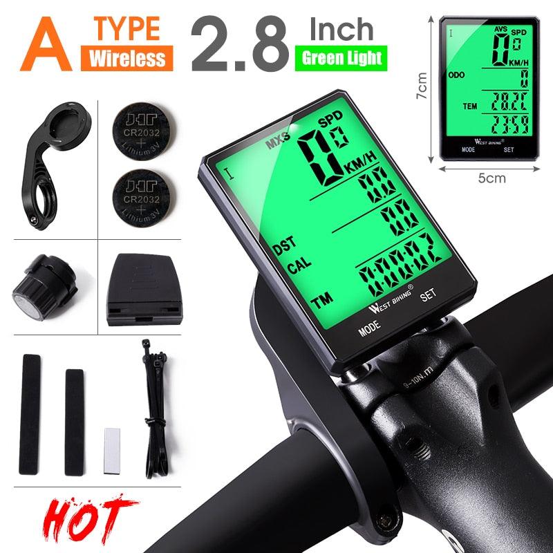 WEST BIKING Waterproof Bicycle Computer With Wireless Wired Bicycle Computer Bike Speedometer Odometer Bike Stopwatch - Pogo Cycles