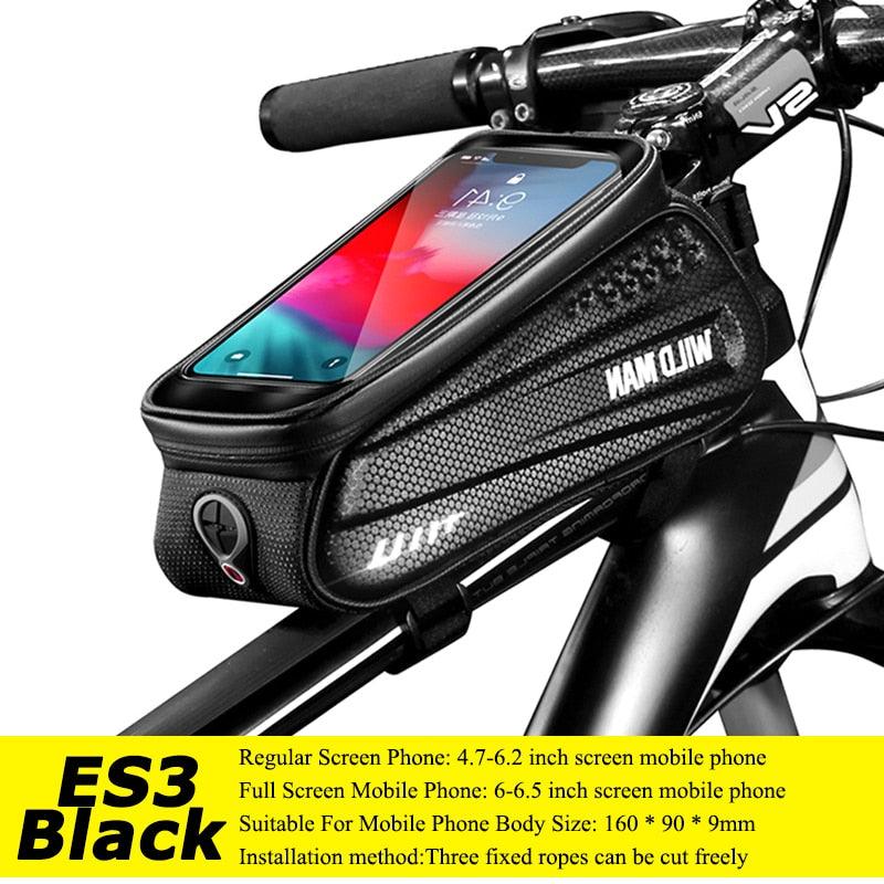 WILD MAN Bicycle Bag 5.5-6.6 Inch Phone Bag Waterproof Front Frame Bag Sensitive Touch Screen MTB Bag Road Bike Accessories - Pogo Cycles